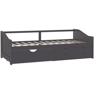 3-Seater Day Bed without Mattress Grey Solid Pinewood 90x200cm Vidaxl