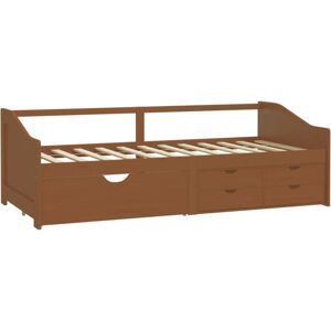 3-Seater Day Bed without Mattress Honey Brown Solid Pinewood 90x200cm Vidaxl