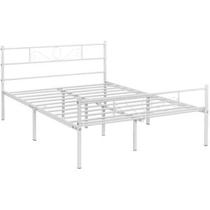 VIDAXL Yaheetech 4ft6 Bed Frame Metal Double Platform Bed, White