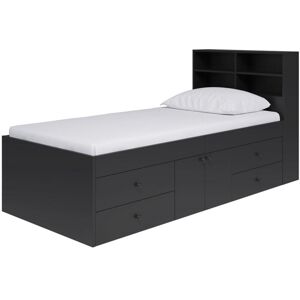 3 Feet Captain’s Cabin Single Bed with Bookcase Headboard - L214 x W96 x H100 cm - Black - Assembly Required 3 Feet Captain’s Cabin Single Bed with Bookcase Headboard - L214 x W96 x H100 cm - Black - Assembly Required