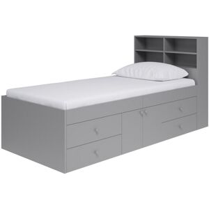 3 Feet Captain’s Cabin Single Bed with Bookcase Headboard - L214 x W96 x H100 cm - Grey - Assembly Required 3 Feet Captain’s Cabin Single Bed with Bookcase Headboard - L214 x W96 x H100 cm - Grey - Assembly Required