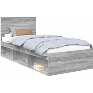 Bed Frame Grey Sonoma 90 x 190 cm Solid Pine Wood vidaXL Bed Frame Grey Sonoma 90 x 190 cm Solid Pine Wood vidaXL
