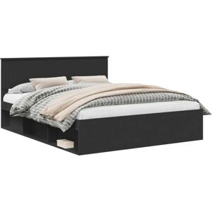 Bed Frame with Headboard Black 160 x 200 cm Solid Pine Wood vidaXL Bed Frame with Headboard Black 160 x 200 cm Solid Pine Wood vidaXL