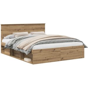 Bed Frame Artisian Oak 160 x 200 cm Solid Pine Wood vidaXL Bed Frame Artisian Oak 160 x 200 cm Solid Pine Wood vidaXL