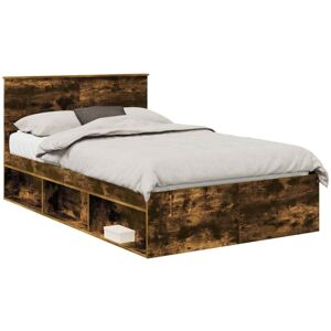 Bed Frame Smoked Oak 120 x 200 cm Solid Pine Wood vidaXL Bed Frame Smoked Oak 120 x 200 cm Solid Pine Wood vidaXL