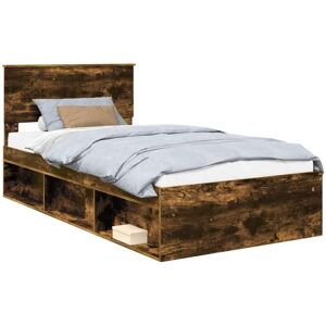 Bed Frame Smoked Oak 100 x 200 cm Solid Pine Wood vidaXL Bed Frame Smoked Oak 100 x 200 cm Solid Pine Wood vidaXL