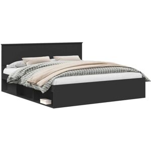 Bed Frame with Headboard Black 180 x 200 cm Solid Pine Wood vidaXL Bed Frame with Headboard Black 180 x 200 cm Solid Pine Wood vidaXL
