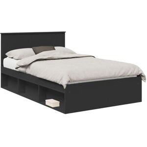 Bed Frame with Headboard Black 120 x 190 cm Solid Pine Wood vidaXL Bed Frame with Headboard Black 120 x 190 cm Solid Pine Wood vidaXL