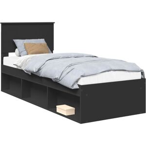 Bed Frame with Headboard Black 75 x 190 cm Solid Pine Wood vidaXL Bed Frame with Headboard Black 75 x 190 cm Solid Pine Wood vidaXL