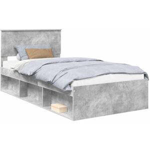 Bed Frame Concerte Grey 100 x 200 cm Solid Pine Wood vidaXL Bed Frame Concerte Grey 100 x 200 cm Solid Pine Wood vidaXL