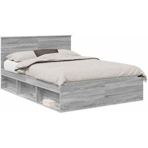 Bed Frame Grey Sonoma 135 x 190 cm Solid Pine Wood vidaXL Bed Frame Grey Sonoma 135 x 190 cm Solid Pine Wood vidaXL
