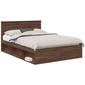Bed Frame with Headboard Brown Oak 140 x 200 cm Solid Pine Wood vidaXL Bed Frame with Headboard Brown Oak 140 x 200 cm Solid Pine Wood vidaXL