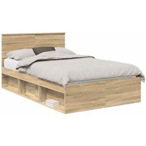 Bed Frame with Headboard Sonoma 120 x 190 cm Solid Pine Wood vidaXL Bed Frame with Headboard Sonoma 120 x 190 cm Solid Pine Wood vidaXL