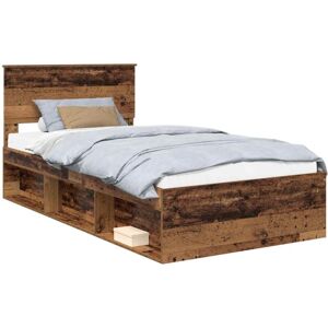 Bed Frame with Headboard Old Wood 100 x 200 cm Solid Pine Wood vidaXL Bed Frame with Headboard Old Wood 100 x 200 cm Solid Pine Wood vidaXL