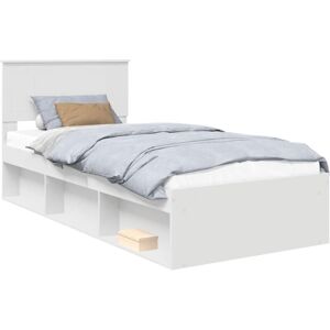 Bed Frame with Headboard White 90 x 200 cm Solid Pine Wood vidaXL Bed Frame with Headboard White 90 x 200 cm Solid Pine Wood vidaXL