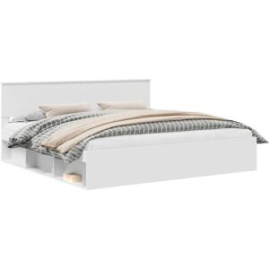 Bed Frame with Headboard White 200 x 200 cm Solid Pine Wood vidaXL Bed Frame with Headboard White 200 x 200 cm Solid Pine Wood vidaXL