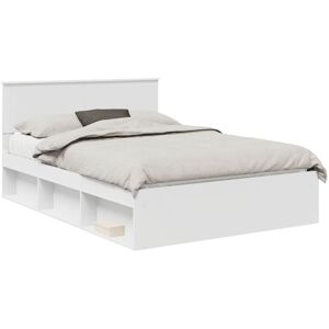 Bed Frame with Headboard White 135 x 190 cm Solid Pine Wood vidaXL Bed Frame with Headboard White 135 x 190 cm Solid Pine Wood vidaXL