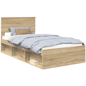 Bed Frame with Headboard Sonoma 100 x 200 cm Solid Pine Wood vidaXL Bed Frame with Headboard Sonoma 100 x 200 cm Solid Pine Wood vidaXL