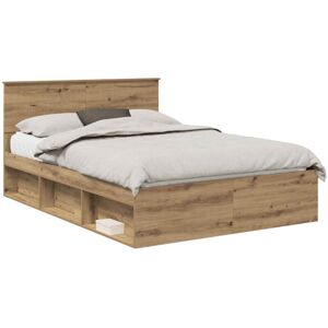 Bed Frame Artisian Oak 140 x 200 cm Solid Pine Wood vidaXL Bed Frame Artisian Oak 140 x 200 cm Solid Pine Wood vidaXL