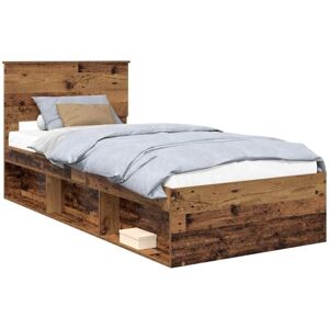 Bed Frame with Headboard Old Wood 90 x 200 cm Solid Pine Wood vidaXL Bed Frame with Headboard Old Wood 90 x 200 cm Solid Pine Wood vidaXL
