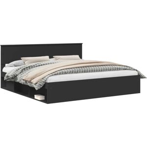 Bed Frame with Headboard Black 200 x 200 cm Solid Pine Wood vidaXL Bed Frame with Headboard Black 200 x 200 cm Solid Pine Wood vidaXL