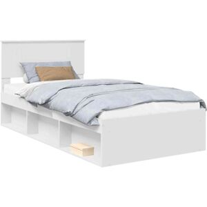 Bed Frame with Headboard White 100 x 200 cm Solid Pine Wood vidaXL Bed Frame with Headboard White 100 x 200 cm Solid Pine Wood vidaXL