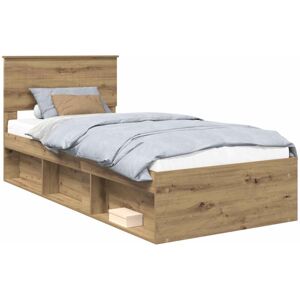 Bed Frame Artisian Oak 90 x 200 cm Solid Pine Wood vidaXL Bed Frame Artisian Oak 90 x 200 cm Solid Pine Wood vidaXL
