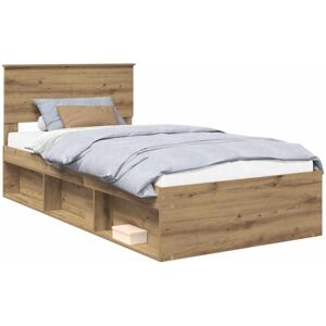 Bed Frame Artisian Oak 100 x 200 cm Solid Pine Wood vidaXL Bed Frame Artisian Oak 100 x 200 cm Solid Pine Wood vidaXL