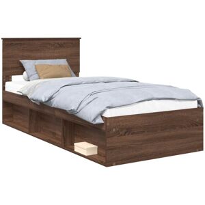 Bed Frame with Headboard Brown Oak 90 x 200 cm Solid Pine Wood vidaXL Bed Frame with Headboard Brown Oak 90 x 200 cm Solid Pine Wood vidaXL