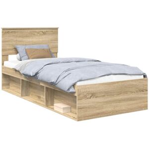 Bed Frame with Headboard Sonoma Oak 90 x 200 cm Solid Pine Wood vidaXL Bed Frame with Headboard Sonoma Oak 90 x 200 cm Solid Pine Wood vidaXL
