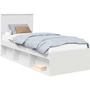 Bed Frame with Headboard White 75 x 190 cm Solid Pine Wood vidaXL Bed Frame with Headboard White 75 x 190 cm Solid Pine Wood vidaXL