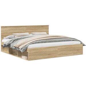 Bed Frame with Headboard Sonoma 200 x 200 cm Solid Pine Wood vidaXL Bed Frame with Headboard Sonoma 200 x 200 cm Solid Pine Wood vidaXL