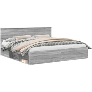 Bed Frame Grey Sonoma 200 x 200 cm Solid Pine Wood vidaXL Bed Frame Grey Sonoma 200 x 200 cm Solid Pine Wood vidaXL