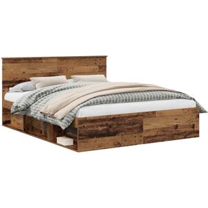 Bed Frame with Headboard Old Wood 160 x 200 cm Solid Pine Wood vidaXL Bed Frame with Headboard Old Wood 160 x 200 cm Solid Pine Wood vidaXL