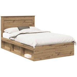 Bed Frame Artisian Oak 120 x 200 cm Solid Pine Wood vidaXL Bed Frame Artisian Oak 120 x 200 cm Solid Pine Wood vidaXL