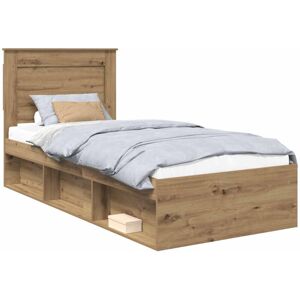 Bed Frame Artisian Oak 90 x 200 cm Solid Pine Wood vidaXL Bed Frame Artisian Oak 90 x 200 cm Solid Pine Wood vidaXL