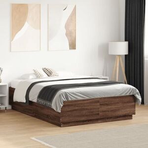 Bed Frame without Mattress Brown Oak 140x190 cm Vidaxl Bed Frame without Mattress Brown Oak 140x190 cm Vidaxl