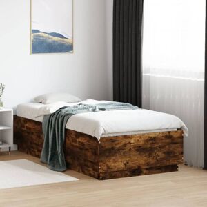 Bed Frame without Mattress Smoked Oak 90x190 cm Single vidaXL Bed Frame without Mattress Smoked Oak 90x190 cm Single vidaXL