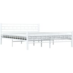 vidaXL Bed Frame with Headboard White 160x200 cm Metal - Bed Frame vidaXL Bed Frame with Headboard White 160x200 cm Metal - Bed Frame