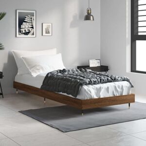 Bed Frame without Mattress Brown Oak 75x190 cm Small Single Engineered Wood Vidaxl Bed Frame without Mattress Brown Oak 75x190 cm Small Single Engineered Wood Vidaxl