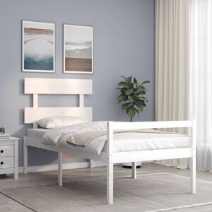 Senior Bed without Mattress White Single Solid Wood vidaXL Senior Bed without Mattress White Single Solid Wood vidaXL
