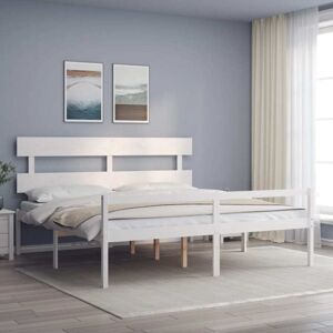 Senior Bed without Mattress White Super King Size Solid Wood vidaXL Senior Bed without Mattress White Super King Size Solid Wood vidaXL