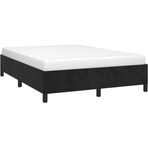Bed Frame without Mattress Black 135x190 cm Double Double Velvet vidaXL Bed Frame without Mattress Black 135x190 cm Double Double Velvet vidaXL