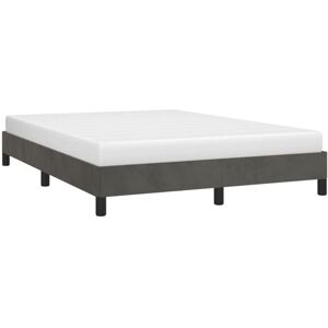 Bed Frame without Mattress Dark Grey 135x190 cm Double Double Velvet vidaXL Bed Frame without Mattress Dark Grey 135x190 cm Double Double Velvet vidaXL