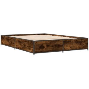 Bed Frame without Mattress Smoked Oak 135x190 cm Double vidaXL Bed Frame without Mattress Smoked Oak 135x190 cm Double vidaXL