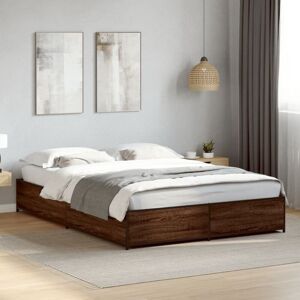 Bed Frame without Mattress Brown Oak 150x200 cm King Size Vidaxl Bed Frame without Mattress Brown Oak 150x200 cm King Size Vidaxl