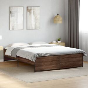 Bed Frame without Mattress Brown Oak 150x200 cm King Size Vidaxl Bed Frame without Mattress Brown Oak 150x200 cm King Size Vidaxl