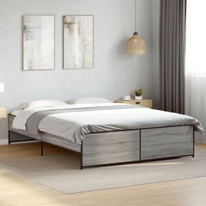 Bed Frame without Mattress Grey Sonoma 150x200 cm King Size Vidaxl Bed Frame without Mattress Grey Sonoma 150x200 cm King Size Vidaxl
