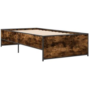 Bed Frame without Mattress Smoked Oak 100x200 cm Vidaxl Bed Frame without Mattress Smoked Oak 100x200 cm Vidaxl
