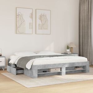 Bed Frame without Mattress Concrete Grey 200x200cm Engineered Wood Vidaxl Bed Frame without Mattress Concrete Grey 200x200cm Engineered Wood Vidaxl